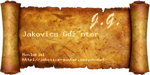 Jakovics Günter névjegykártya